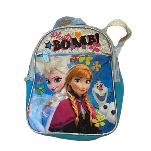 Frozen Mini Backpack Bag Book Bag Elsa Anna Olaf Blue Photo Bomb Blue Disney - Picture 1 of 4